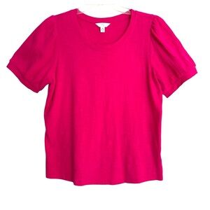Time and Tru Fuchsia Top With Puff Sleeve Size Medium